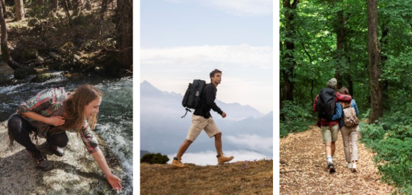 Hey AI what's my walking style? A walker crossing a river, a male hiker and a couple rambling